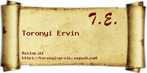 Toronyi Ervin névjegykártya