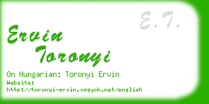 ervin toronyi business card